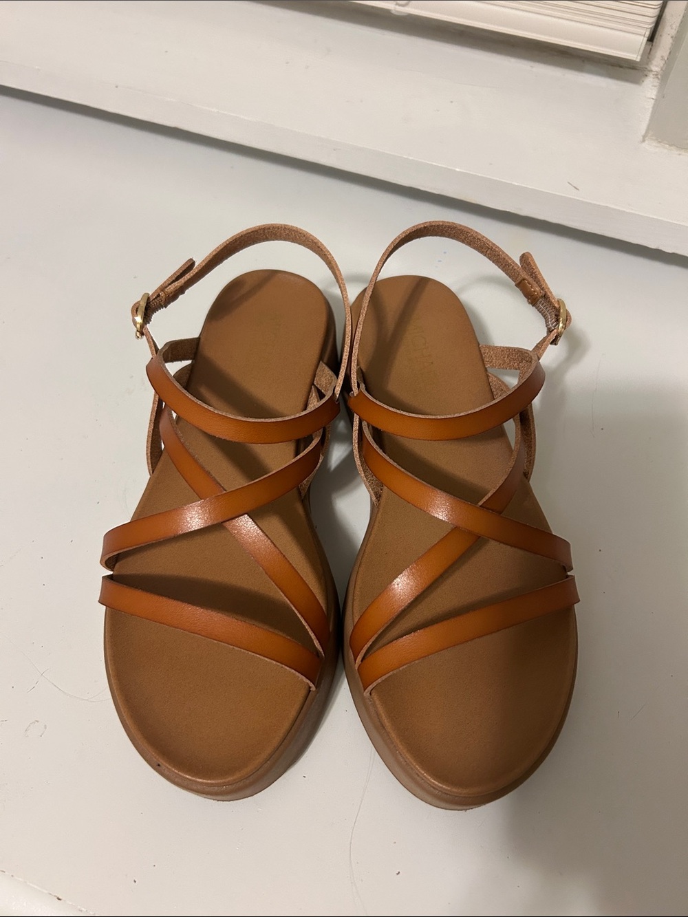 Michael Shannon Brown Strappy Leather Sandals